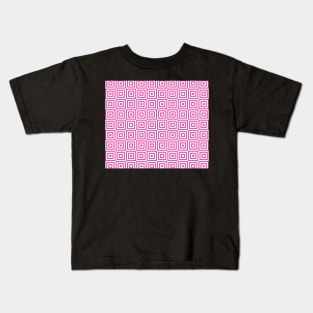 Fuchsia and White Geometric Squares Kids T-Shirt